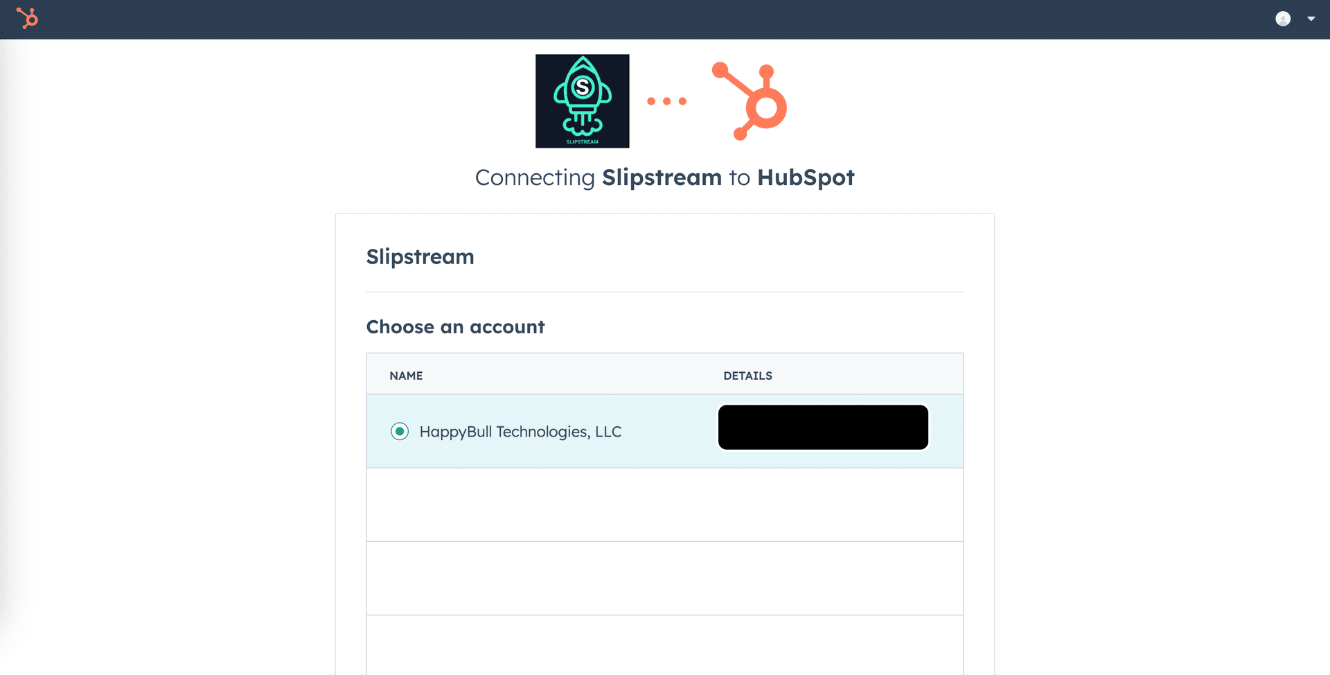 hubspot account selector