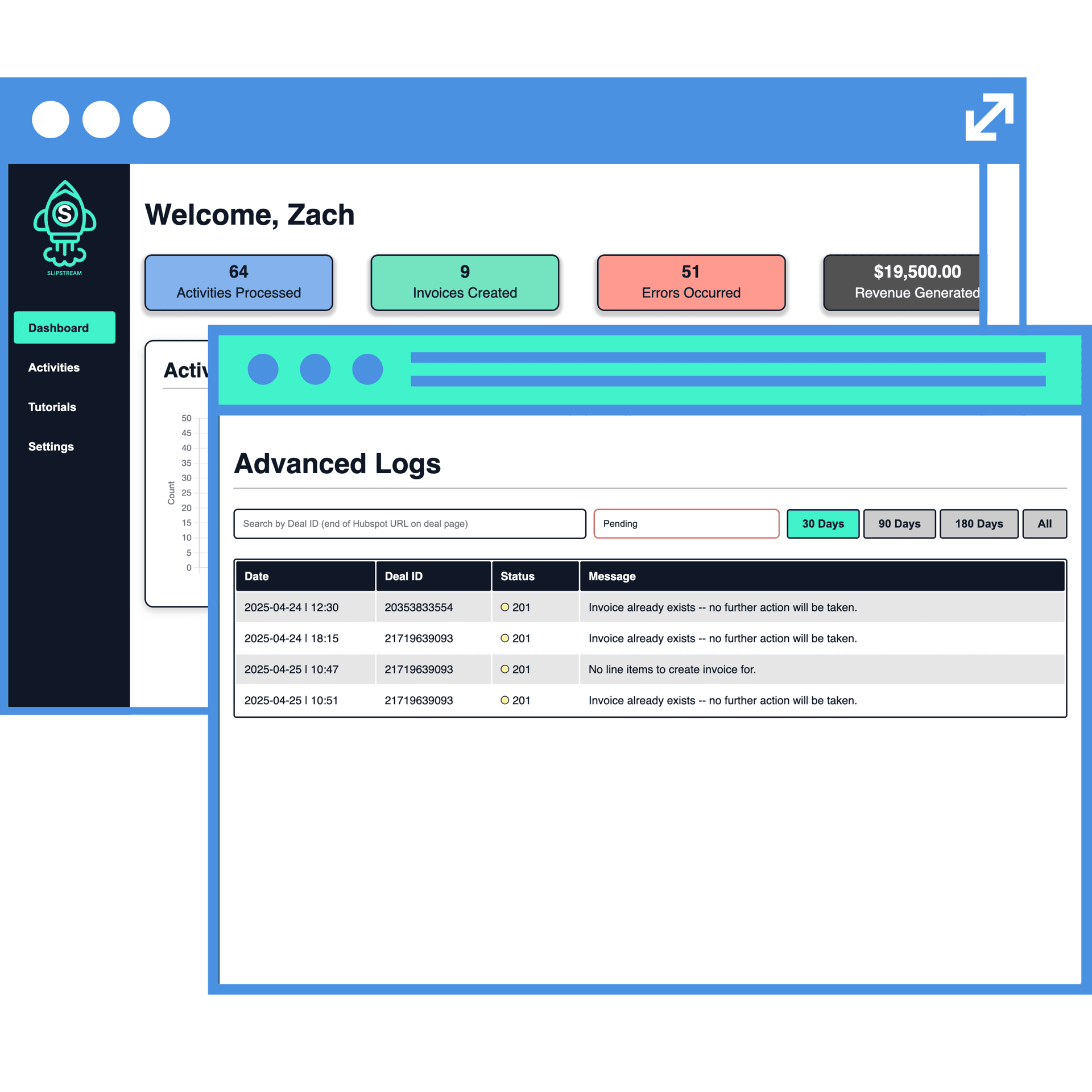Slipstream Dashboard Preview