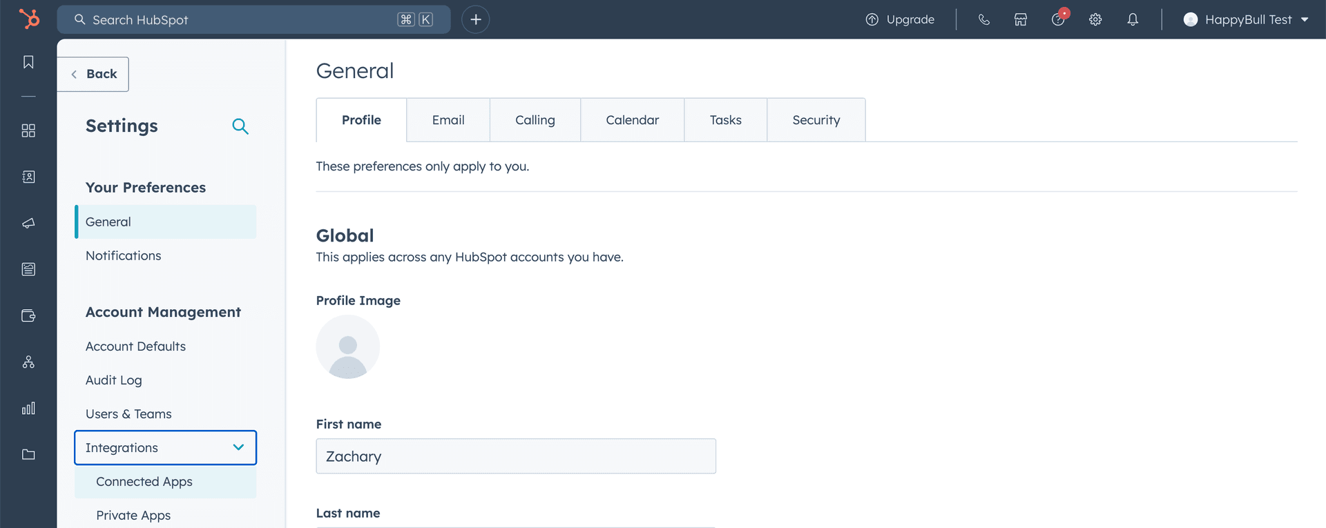 hubspot settings