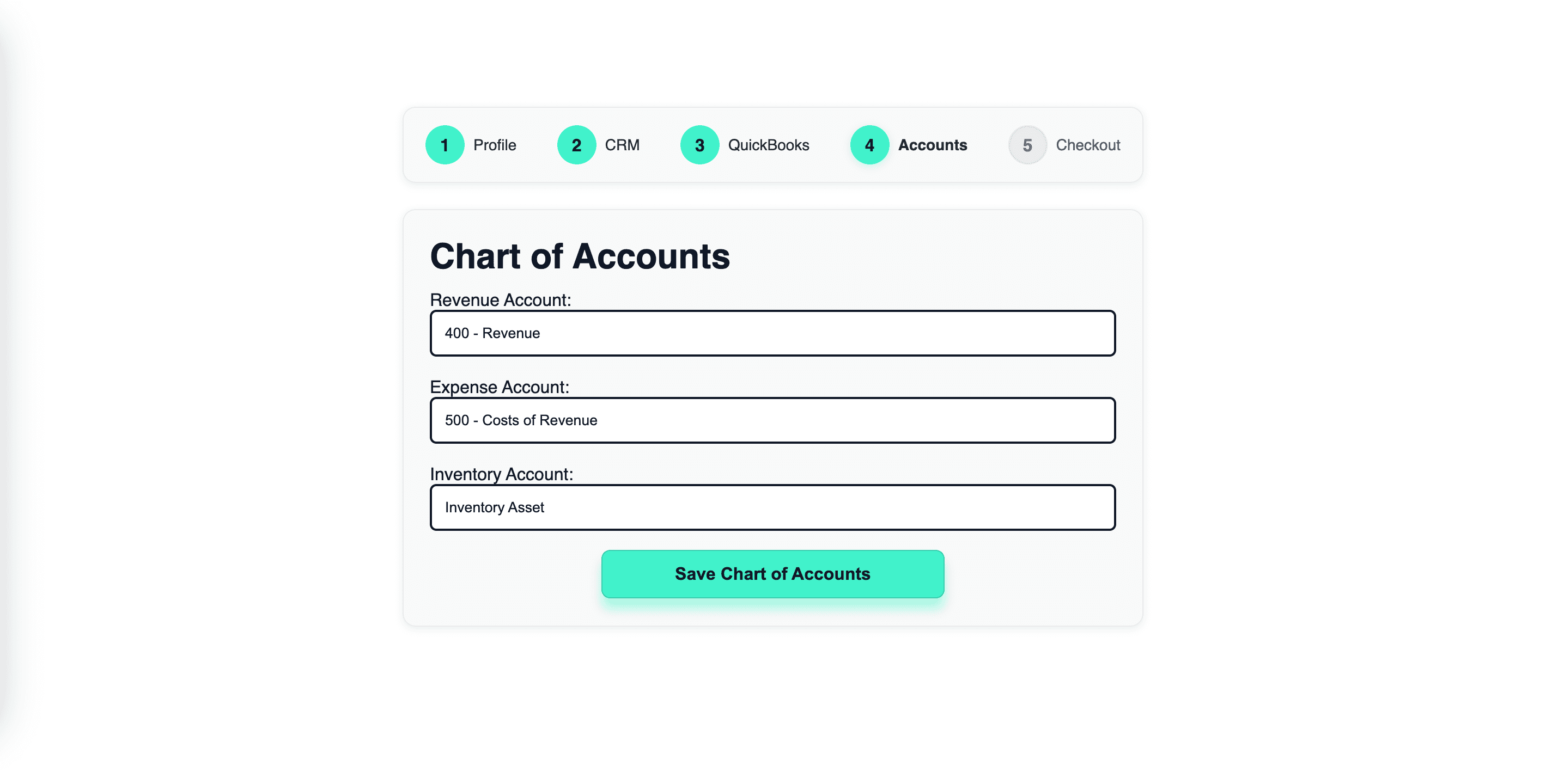 Select chart of accounts options