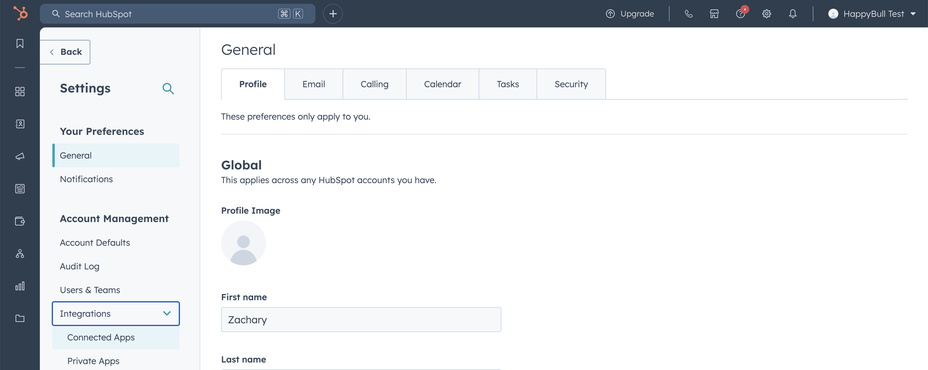 hubspot settings